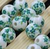 Cuentas de porcelana azul y blanca de 12 mm, pequeñas orquídeas azules, accesorios para joyería, cuentas sueltas redondas de cerámica para manualidades, venta al por mayor de cuentas