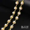Corrente de Franja de Strass de Vidro Pérola Falsa Densa Dupla Fileira da Moda Acessórios para Joias DIY Materiais para Colares de Roupas