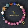 Multi-Win Joyería Pulsera de Constelaciones Azules Piedra Azul 8mm Piedra Natural Pulsera de Perlas de Ocho Planetas Venta al por Mayor