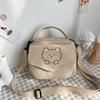 Nuevo Estilo Japonés Estilo Antiguo Lindo Lindo Lindo Oso Bordado Bolso de Hombro de Pana para Estudiante Divertido Bolso Pequeño