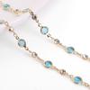 Corrente de diamante de vidro com bordas de retenção de cor de cobre puro, acessórios de joalheria artesanais, pulseira, colar, corrente de clavícula, pulseira de aço