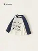 Ropa para Niños Bangxuan Primavera y Otoño Ropa Interior para Bebés Manga Raglán Top Elegante para Niñas Cuello Redondo Ropa Camiseta de Dibujos Animados para Niños