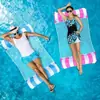 Hamaca de Agua Rayada de Doble Tubo, Flotador Inflable de PVC Engrosado, Silla de Salón Plegable con Respaldo para Piscina, En Stock Transfronterizo