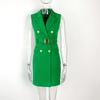 Luxo Leve Estilo Irmã Real Celebridade Verde Sem Mangas Alça Colete Conjunto Vestido Verão Vestido Cintura Transfronteiriço Vestido Substituível