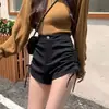Shorts Casuales para Mujer con Lazos Laterales Verano Delgados Talla Pequeña Cintura Alta Adelgazantes Bodycon Línea A con Cordón Hot Pants