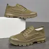 2026 Nuevos Zapatos de Trabajo Casuales Lona Resistente al Desgaste Zapatos de Liberación Botas Martin Caña Baja Estilo Británico Modernos Suela Gruesa Zapatos para Hombre
