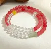 Pulsera de doble anillo de piedra de uva natural 5A y cristal blanco, moda pequeña fresca para verano, joyería de mano para chica, venta al por mayor