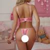 Amazon Lencería Rosa Lindo Sexy Tirante Pasión Caliente Sexy Traje de Tres Puntos 9034