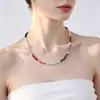 Elegante Collar de Clavícula de Cristal Multicolor Versátil Collar de Perlas de Agua Dulce con Cuentas para Mujer Joyería de Moda Transfronteriza Venta al por Mayor