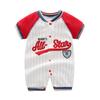 Roupas de Bebê Macacão, Algodão Puro, Roupas de Verão para Bebê de 100 Dias, Saídas Masculinas de Manga Curta, Uniformes de Beisebol Finos Bonitos e Modernos