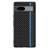 Funda de cuero ultrafina resistente a caídas con patrón de fibra de carbono y kevlar para Google Pixel 7A.