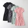 Vestido polo plisado de manga corta con diseño de moda europea y americana para mujer de verano S15667