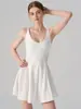 Vestido jacquard transfronterizo de cuello en U con copas fijas, que presenta un hermoso diseño en la espalda, sexy y seductor, adecuado para deportes, fitness y yoga, un vestido corto de una sola pieza para mujer