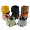 Mini de cuero en stock pequeño portalápices de cuero tamaño pequeño bandeja de almacenamiento plegable de cuero caja de almacenamiento de brochas de maquillaje de escritorio