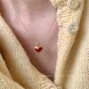 Vermelho amor titânio aço colar temperamento feminino textura pequeno coração vermelho clavícula corrente pêssego coração pingente fêmea 2023 Novo