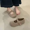 Novos Sapatos Birkenstock Quentes de Pelúcia Estilo Retrô para Inverno Feminino, Bico Redondo Versátil com Cadarço Casual Solado Macio Sapatos Mary Jane