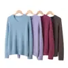 26 Otoño Invierno Estilo Grueso Seda de Mora Cachemir Terciopelo Cuello en V Grande Jersey Hombro de Silla Ajuste Holgado Tejido Suéter de Hilo Tweed para Mujer