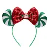 Diadema Navideña de Orejas de Ratón Mickey Mouse para Parque de Atracciones Fiesta Disfraz Accesorios para la Cabeza Navideños Diadema con Lazo