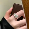 Anillo de Plata de Ley S925 Flor de Gardenia Fresca, Moderno y Elegante, Sencillo y Dulce, Diseño Fresco y Único, Anillo para el Dedo Índice para Mujeres