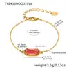 Xinyixinxin Acero Inoxidable Piedra de Cristal Natural Garra Biselada Incrustada Circonita Cuadrada Flor de Cinco Pétalos Conjunto de Collar y Pulsera