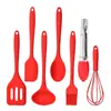 Conjunto de Utensílios de Cozinha de Silicone de Sete Peças Colher de Cozinha Antiaderente Espátula Raspador Espátula para Panela Conjunto de Colheres de Sopa Utensílios de Cozinha Resistente a Altas Temperaturas