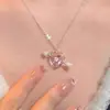 Collar Dulce Corazón de Cupido Diamante Rosa ins Cadena para Mejor Amiga Cadena Clavicular Colgante Flecha a Través del Corazón Chica Estudiante