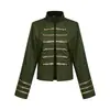Abrigo corto retro estilo Steampunk con cuello alto para mujer, chaqueta medieval de corte con ribete dorado, disfraz de cosplay para fiesta temática y actuación
