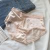 Sombra de Flor de Albaricoque ~ Calzones de Encaje de Satén Francés para Niña de Deseo Puro Ropa Interior Femenina de Cintura Media Delgada Sexy para Dama