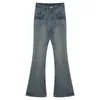 Calça Jeans Micro-Flare Estilo Americano para Mulheres, Novo 2025 Cintura Baixa Slim-Fit Elástica Retrô Comprimento Total Versátil