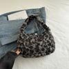 Bolso de Hombro de Lana con Estampado de Leopardo para Otoño e Invierno, Gran Capacidad, Atmósfera Relajada para Viajes, Moda Versátil, Retro, Bolso de Mano