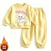 Conjunto Infantil Estilo Coreano Moda Outono Inverno Blusa Tendência Nova Moletom com Capuz Desenho Animado Calças Jogger Conjunto Elegante de Duas Peças