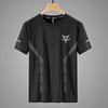 Camiseta de seda de hielo para hombre, cuello redondo, secado rápido, manga corta, verano, fina, transpirable, manga media, talla grande, deportiva, holgada, moderna.