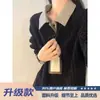Sudadera estilo Chanel con cuello camisero de espiga para hombre, polo de espiga de imitación de dos piezas para otoño, camiseta interior de manga larga estilo americano