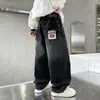 Jeans de Primavera y Otoño para Niños 2026 Nuevos Pantalones Rectos Casuales Sueltos para Niños Mayores, Elegantes Pantalones de Pierna Ancha para Niños