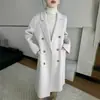 Nuevo abrigo de lana de doble botonadura de estilo coreano, ajustado, holgado, de doble cara, grueso para otoño e invierno, abrigo largo de lana para mujer