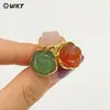 Pendientes con Textura Flor de Rosa Tridimensional Tallada Piedra Preciosa Cristal Rosa Ojo de Tigre Chapado en Oro de 18 Quilates para Accesorios de Mujer
