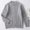 Suéter de punto 100% lana pura para niños, unisex, con patrón de trenzas y cierre de cremallera, adecuado para niños mayores como capa base o prenda exterior gruesa