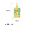 Colar de cartão de tarot quadrado transfronteiriço com pingentes de tartaruga marinha com gota de óleo, cabeça de carneiro, cabeça de touro, acessórios DIY, banhado a ouro real 18K