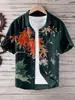 Camisa Casual de Verano Suelta de Manga Corta para Hombre, Estampado Creativo de Elementos Marinos con Textura, Marca Independiente, Lino Transpirable, 2024