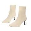 Comercio Exterior Botas Martin Mujer 2026 Otoño Invierno Nuevo Estilo Coreano Moda Punta Fina Tacón Alto Tejido Elástico Adelgazantes Botas Mujer