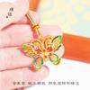 Collar vietnamita de cuerda Ruyi con forma de mariposa y flor de vena Sha Jin de larga data, cadena de lana, colgante de mariposa, accesorios Hanfu para mujeres
