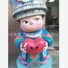 Escultura de Dibujos Animados Cultural de Minoría Étnica: Niña Miao Sosteniendo un Corazón, Atracción Turística Popular, Decoración Famosa en Internet para Atraer Tráfico a la Tienda