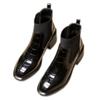 Botines de Mujer 2024 Nuevos con forro polar Botines Cortos Pequeños Tacón Grueso Invierno Chelsea Calientes en Internet Cuero Patentado Británico Tacón Medio
