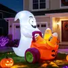 Fantasmas Inflables de Halloween de 1.5 metros, Calabazas, Coches con Luces LED, Decoración de Jardín de Caricaturas de Maíz Dulce