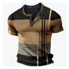 Camiseta masculina transfronteiriça casual com estampa digital gola polo com botões manga curta solta camiseta gola Henry fornecimento de comércio exterior masculino
