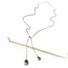 Design Minimalista Pingente de Aço Titânio Gota d'Água Colar com Cordão Ins Versátil Colar de Suéter Coreano Semelhante aos do Taobao e Douyin