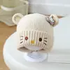 Gorro de Punto Otoño e Invierno para Niños, Lindo Gato, Gorro tipo Pullover, Calentador de Orejas para Niños y Niñas