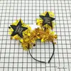 Diadema de Año Nuevo Transfronteriza Diadema de Lentejuelas de Estrella de Cinco Puntas Diadema Creativa con Letras Inglesas Diadema de Navidad Fiesta Diadema para Ambiente de Fiesta