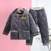 Novidade Outono Inverno Pijama Acolchoado de Veludo Cristal para Crianças Cardigan Liso para Crianças Roupa Infantil Traje Espessado Roupas de Casa para Mulheres