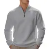 Estação independente transfronteiriça primavera masculina jacquard xadrez pequeno gola alta meio zíper blusa de moletom casual americana manga longa